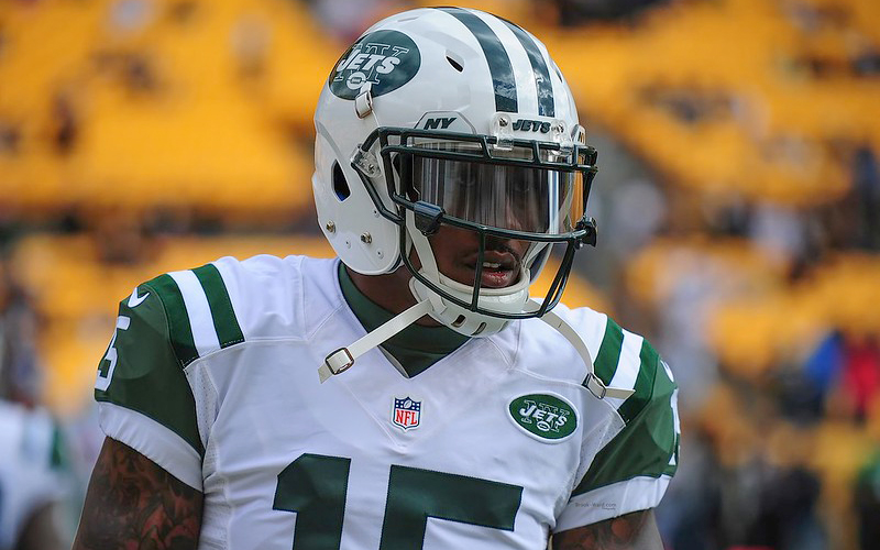 Brandon Marshall in Jets uniform