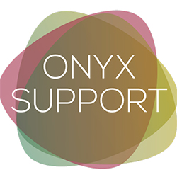 Onyx Support logo with multicolor rounded triangles