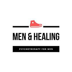 Red Shoe Icon over the text Men & Healing